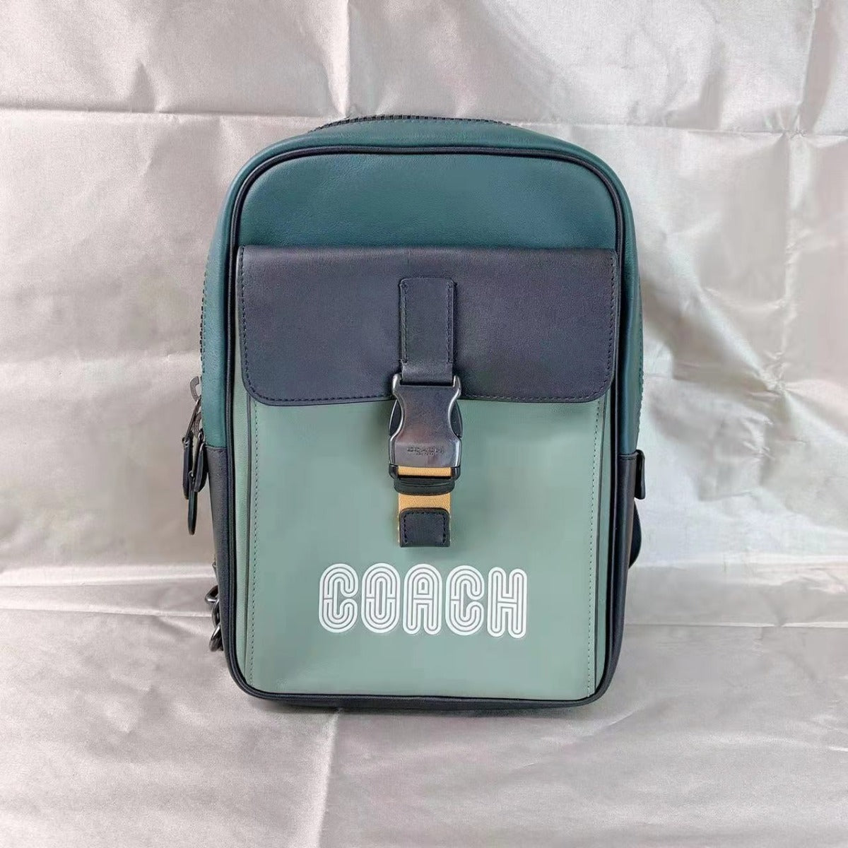 COACH C6647 Track Pack In Colorblock With Coach Patch In Forest Agate Multi COACH C6647 Track Pack In Colorblock With Coach Patch In Forest Agate Multi